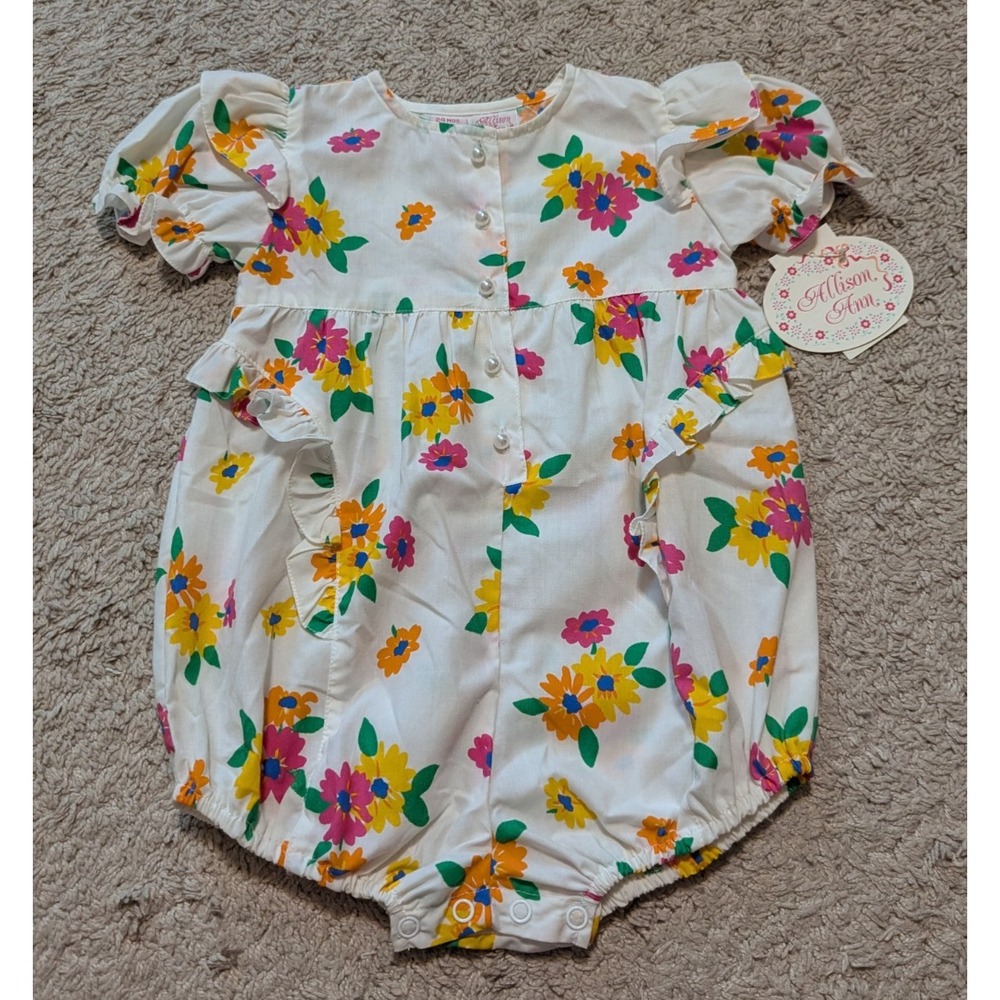 Allison Ann Bubble Romper Toddler Sz 24 Months Floral Outfit NOS JCPenney 2T Vtg